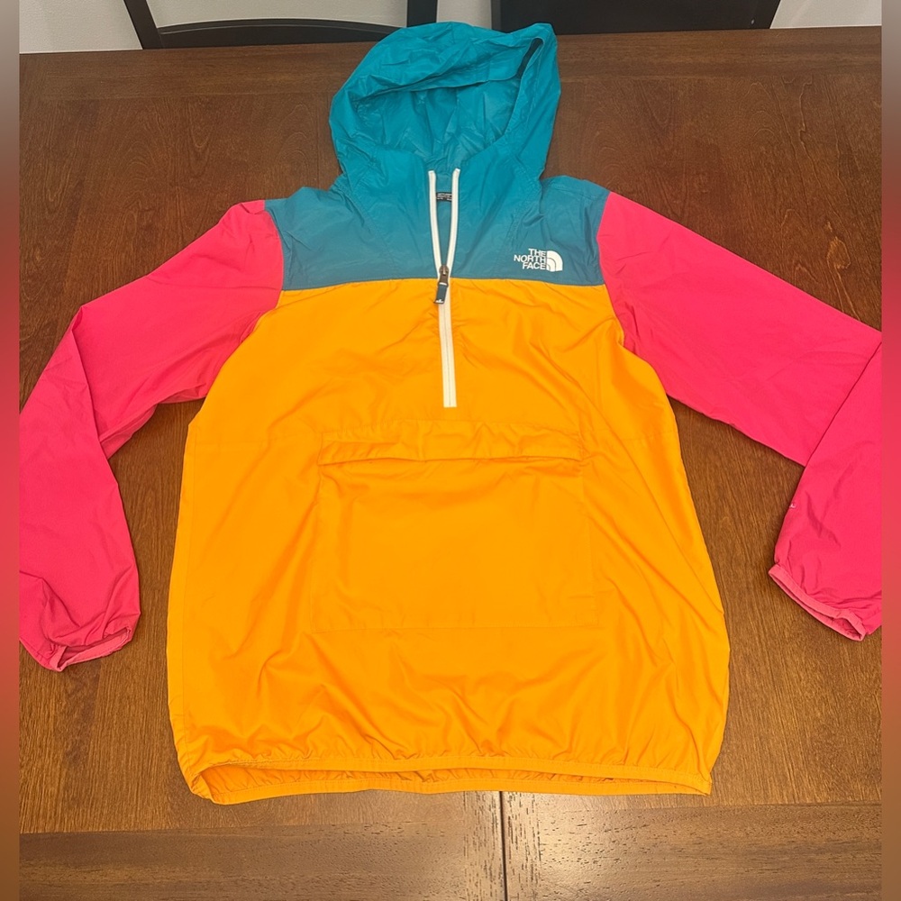 The North Face Teal Pink and Orange Windwall Jacket - Fanorak Windbreaker Jacket